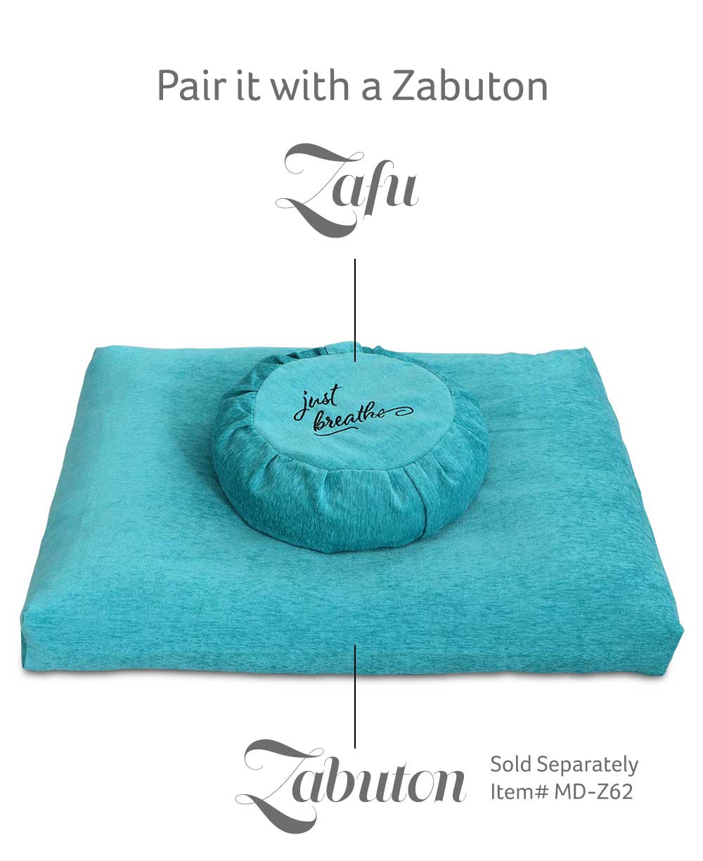Just Breathe Turquoise Chenille Meditation Zafu Cushion, Buckwheat Insert、mySite、topwebapps