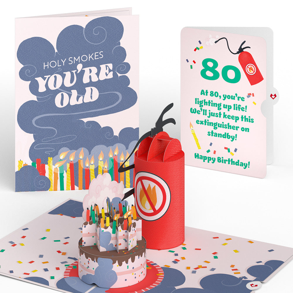 Holy Smokes You're Old 80th Birthday Pop-Up Card and Sentiment Set、mySite、solidvoid