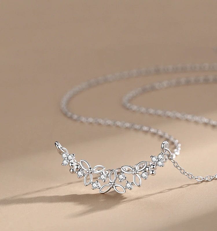 Elegant Flower Necklace in Fine 925 Sterling Silver with CZ、mySite、g9winljtr