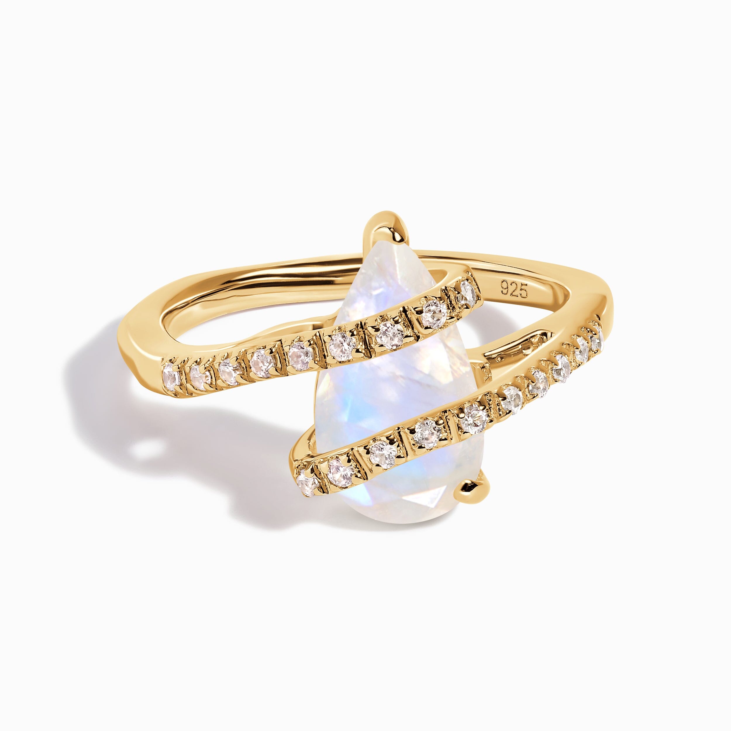 Moonstone White Zircon Ring - Bypass、mySite、hinf8tx79