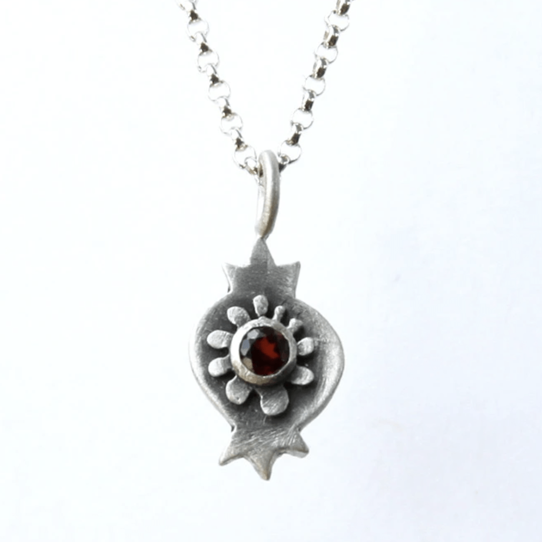 Botanical Pomegranate Sterling Silver Necklace with Garnet by Emily Rosenfeld、mySite、topwebapps