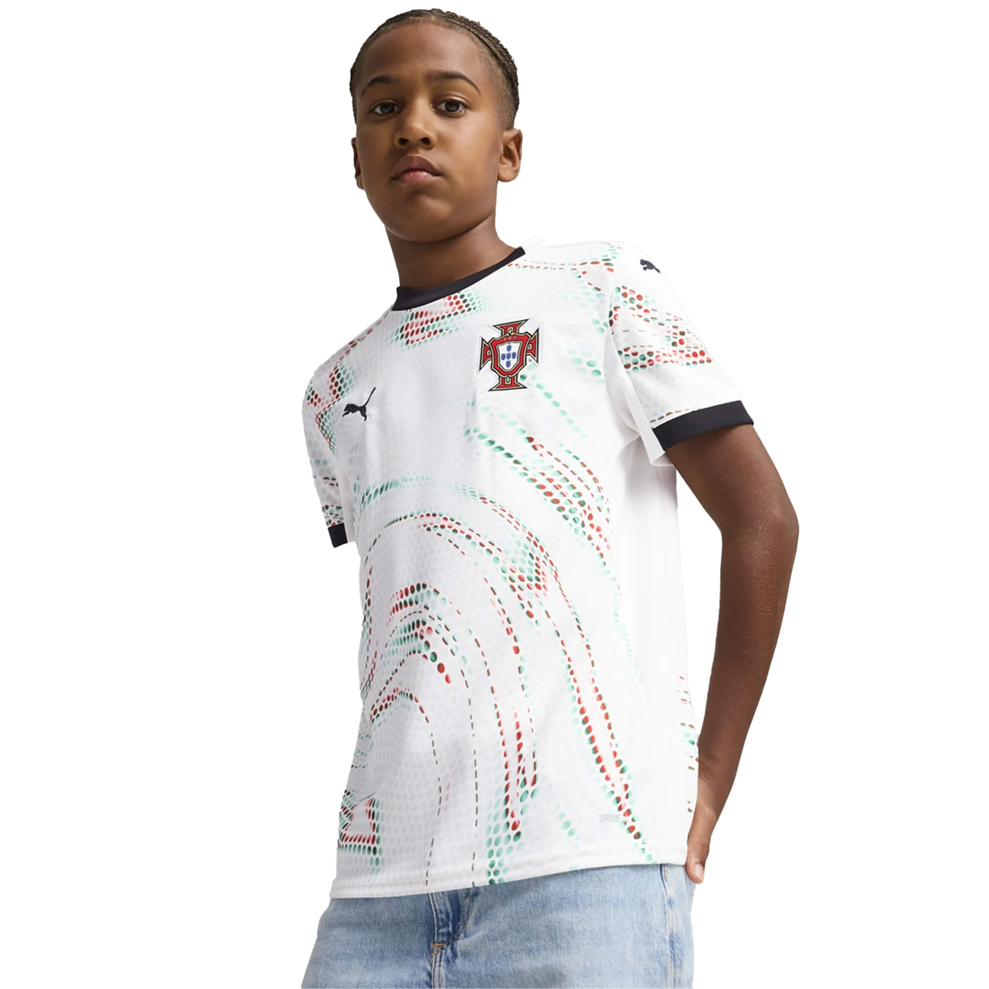 PUMA Kids Portugal 2025/26 Away Jersey White/Green/Red、mySite、noshort