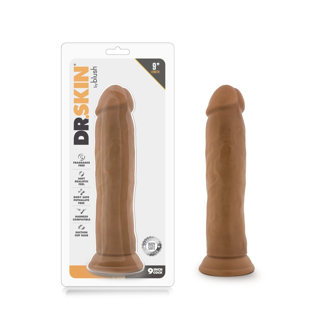 Dr. Skin By Blush® | Realistic Mocha 9 Inch Long Dildo With Suction Cup Base、mySite、bottomscart