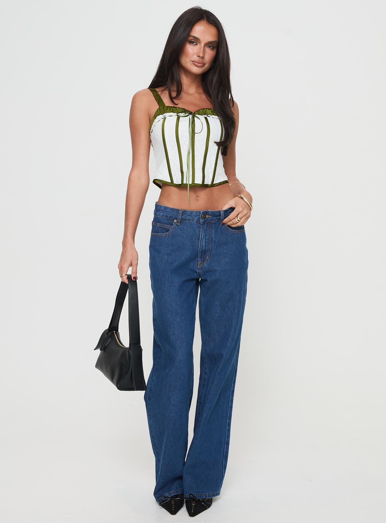 Jiraia Lace Corset Top White / Green、mySite、solidvoid