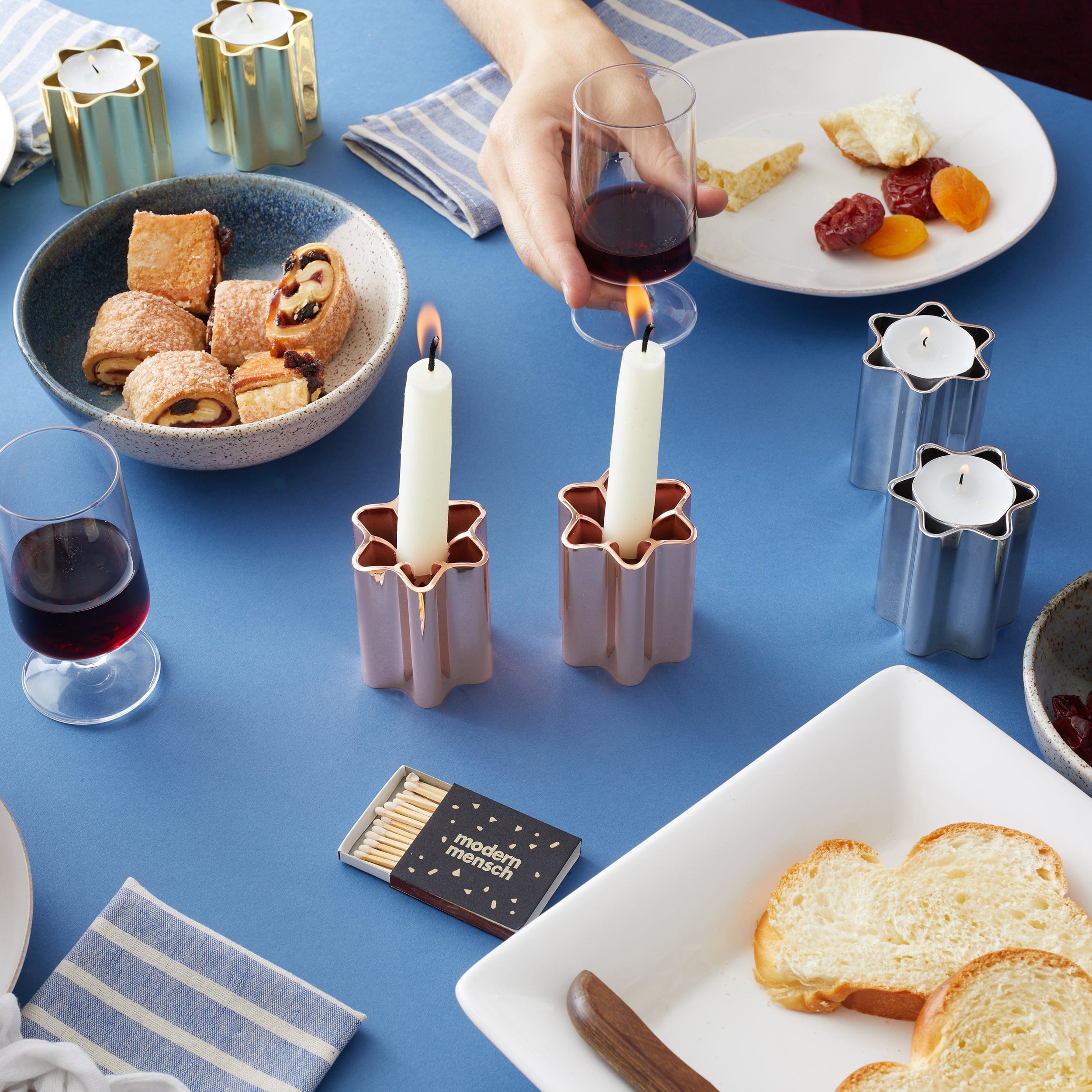 Modern Mensch Shabbat Candle Holders - Rose Gold、mySite、topwebapps