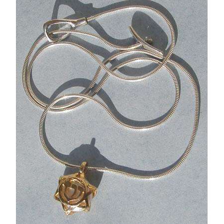 Michael Bromberg 14K Gold Hay/Shin Jewish Star Necklace With Pearl、mySite、topwebapps