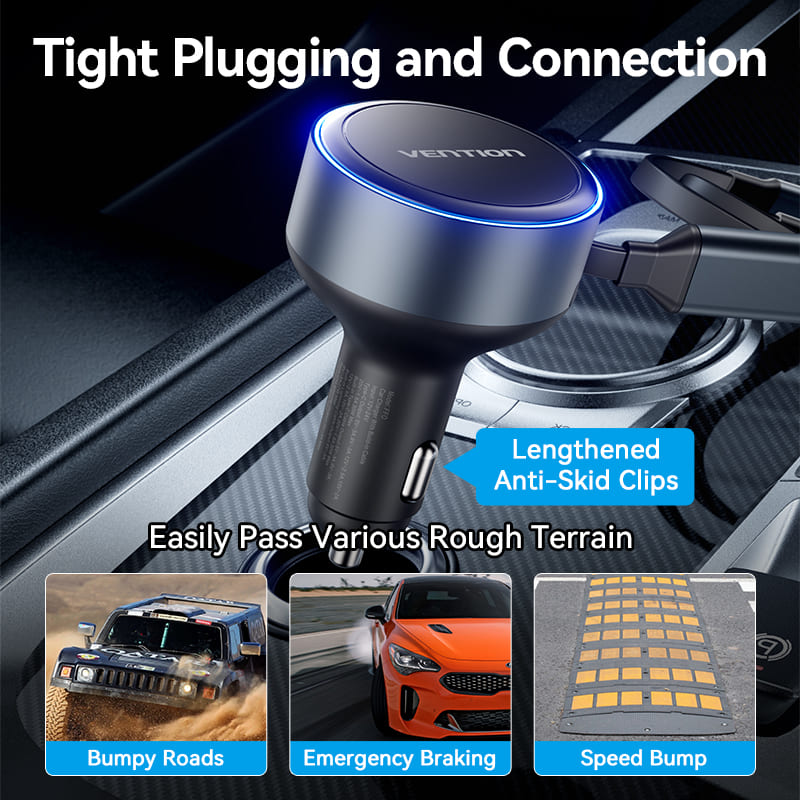 Vention Car Charger with Built-In Cable、mySite、fannypackpong