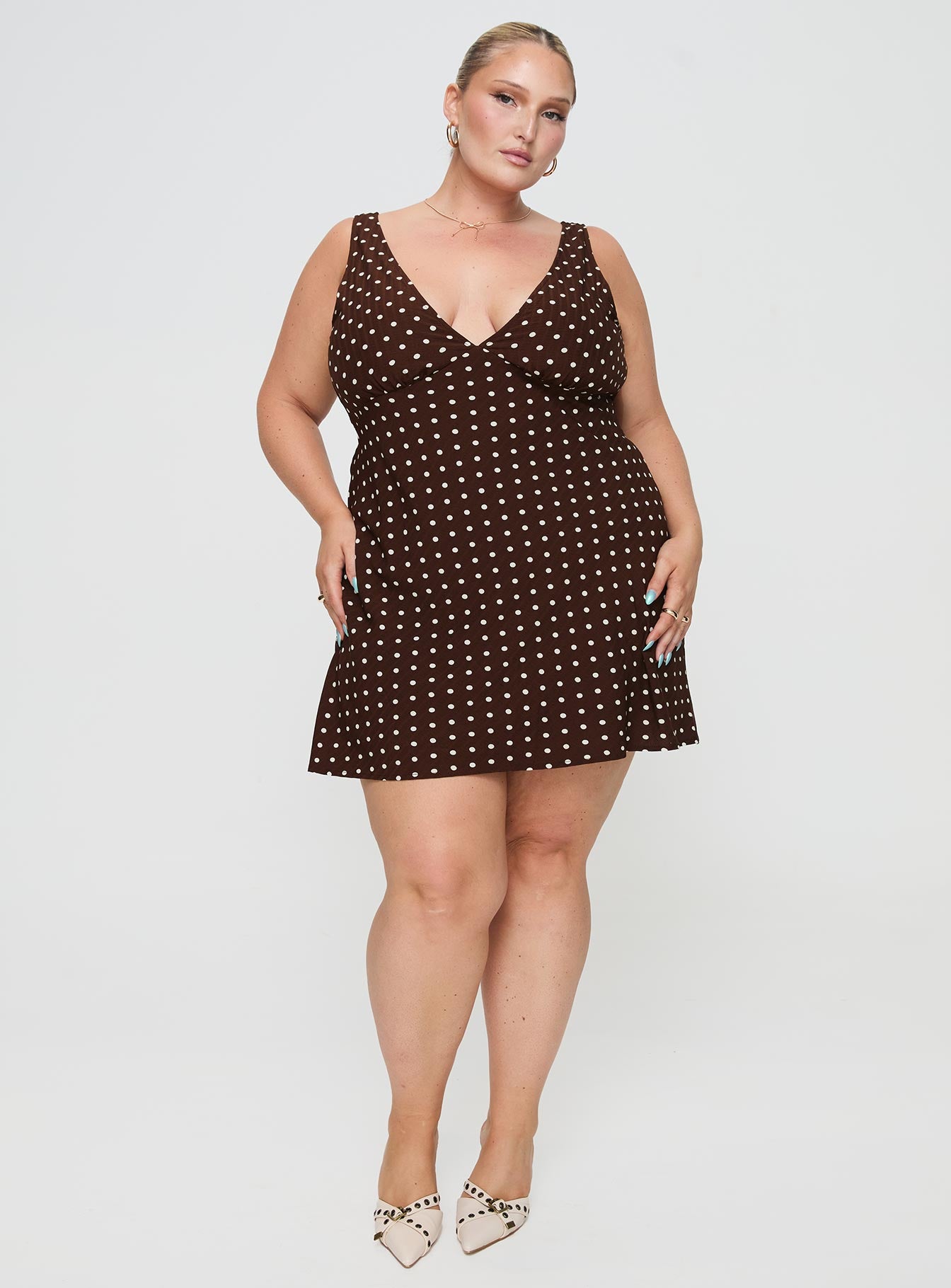 Nellie Mini Dress Brown Polka Dot Curve、mySite、solidvoid