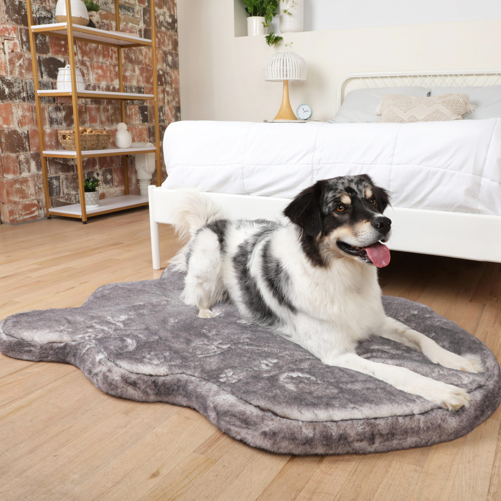PupRug™ Luxe Faux Fur Orthopedic Dog Bed - Ultra Soft Chinchilla、mySite、solidvoid