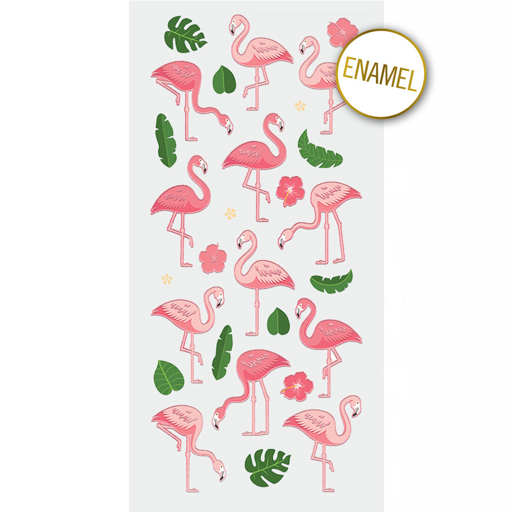  Flamingos Faux Enamel Stickers、mySite、ghnorth