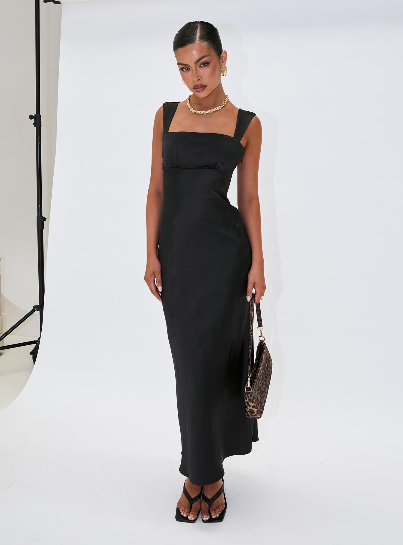 Radioactive Bias Cut Maxi Dress Black、mySite、solidvoid