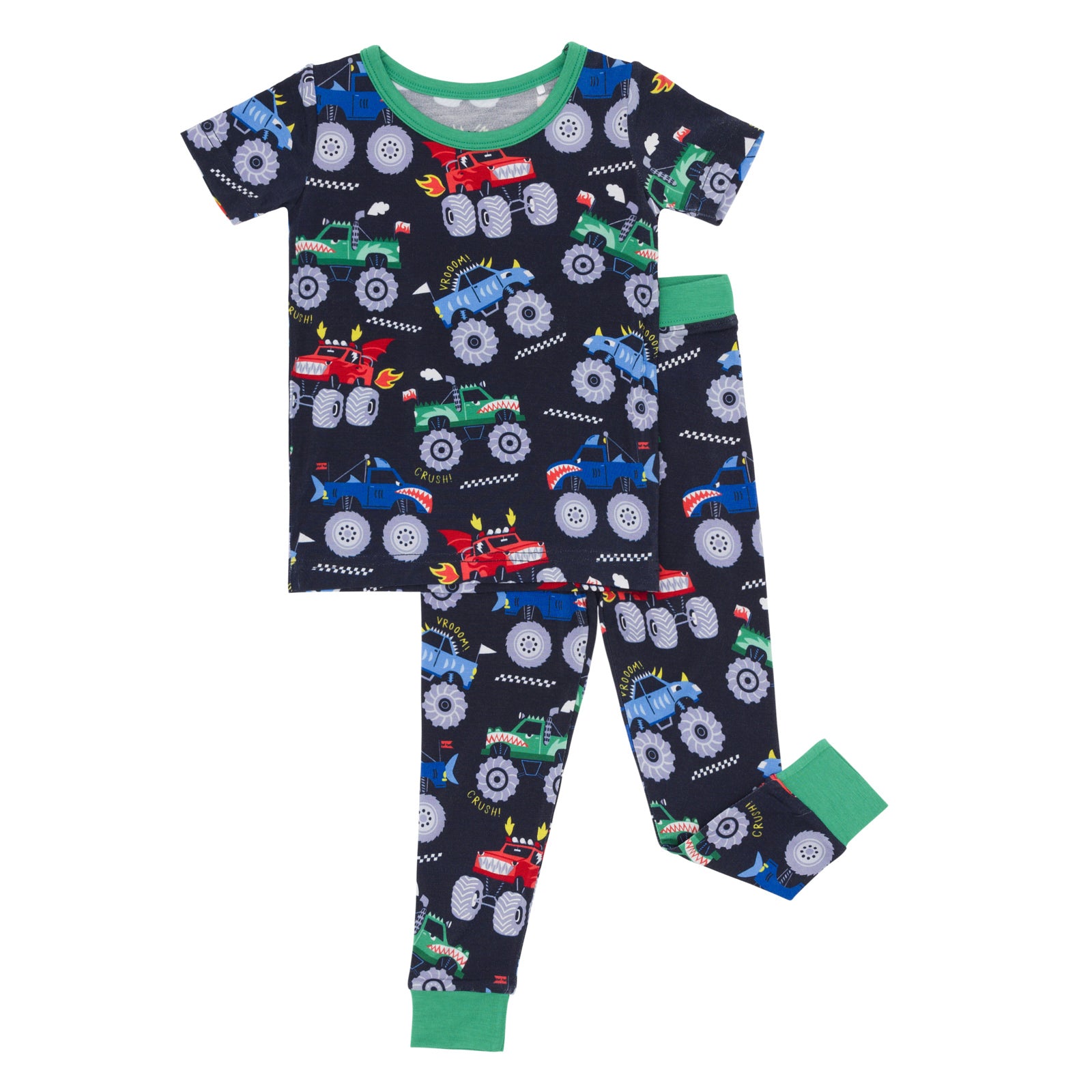 Monster Truck Madness Two-Piece Short Sleeve Pajama Set、mySite、g9winljtr