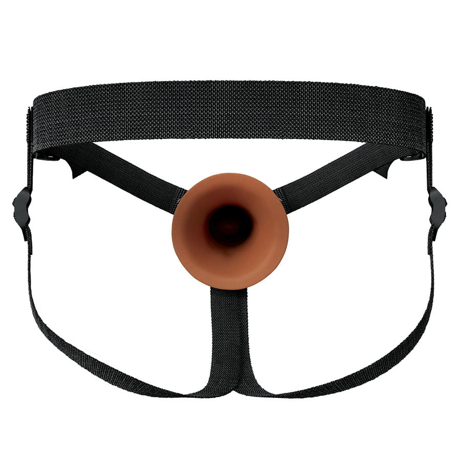 8 Inch Ultra Realistic Mocha Brown Dual Density Silicone Hollow Strap On for Men、mySite、bottomscart