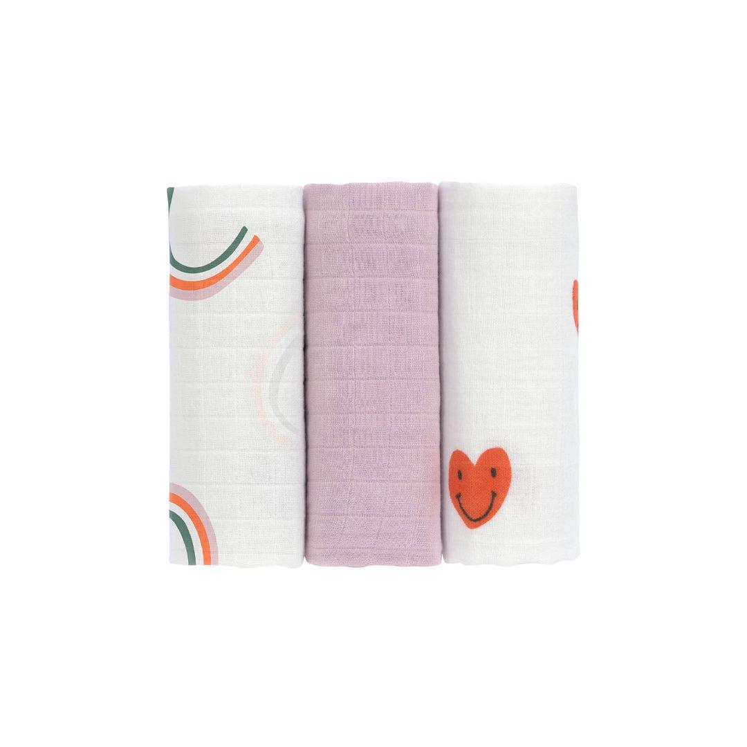  Lassig Swaddle & Burp Blankets - Happy Rascals - Lavender - Heart、mySite、merchandisen