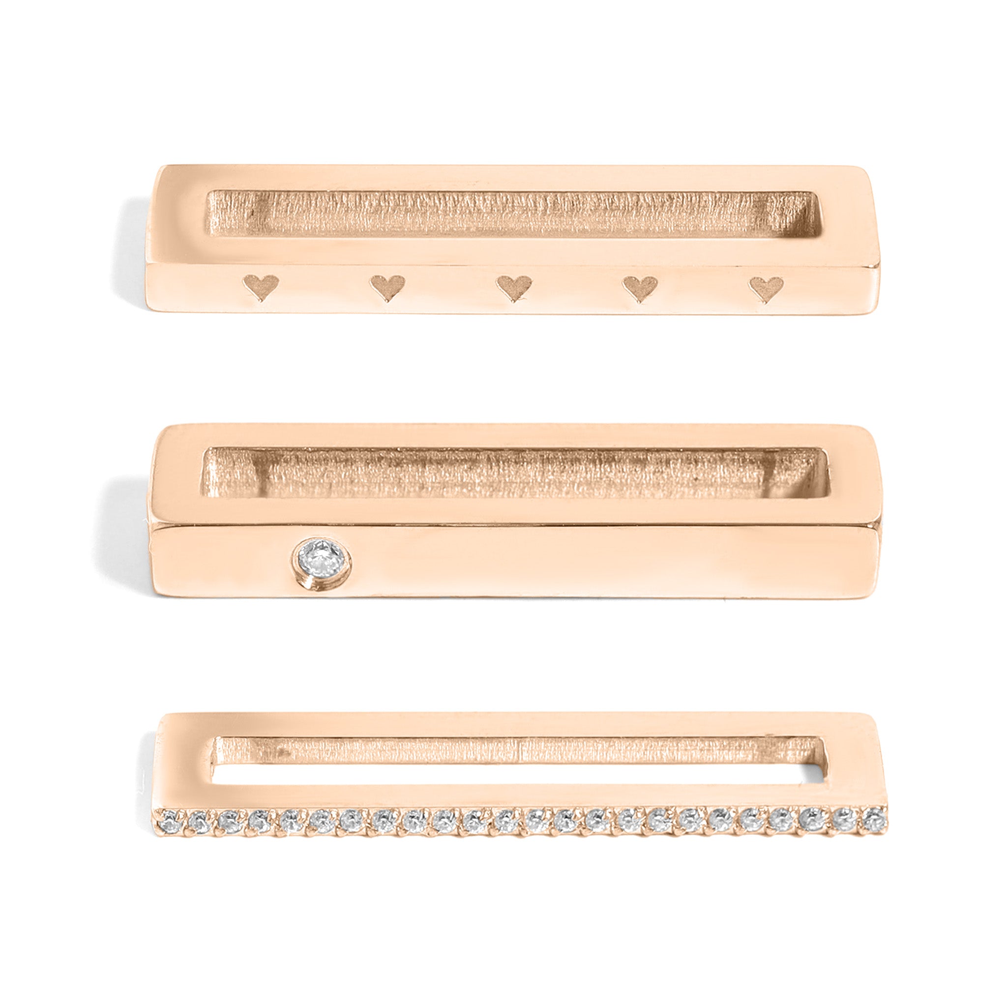 Stainless Steel Engravable 3 Piece Heart Smart Watch Charm Set / SBB0362、mySite、dreamappss