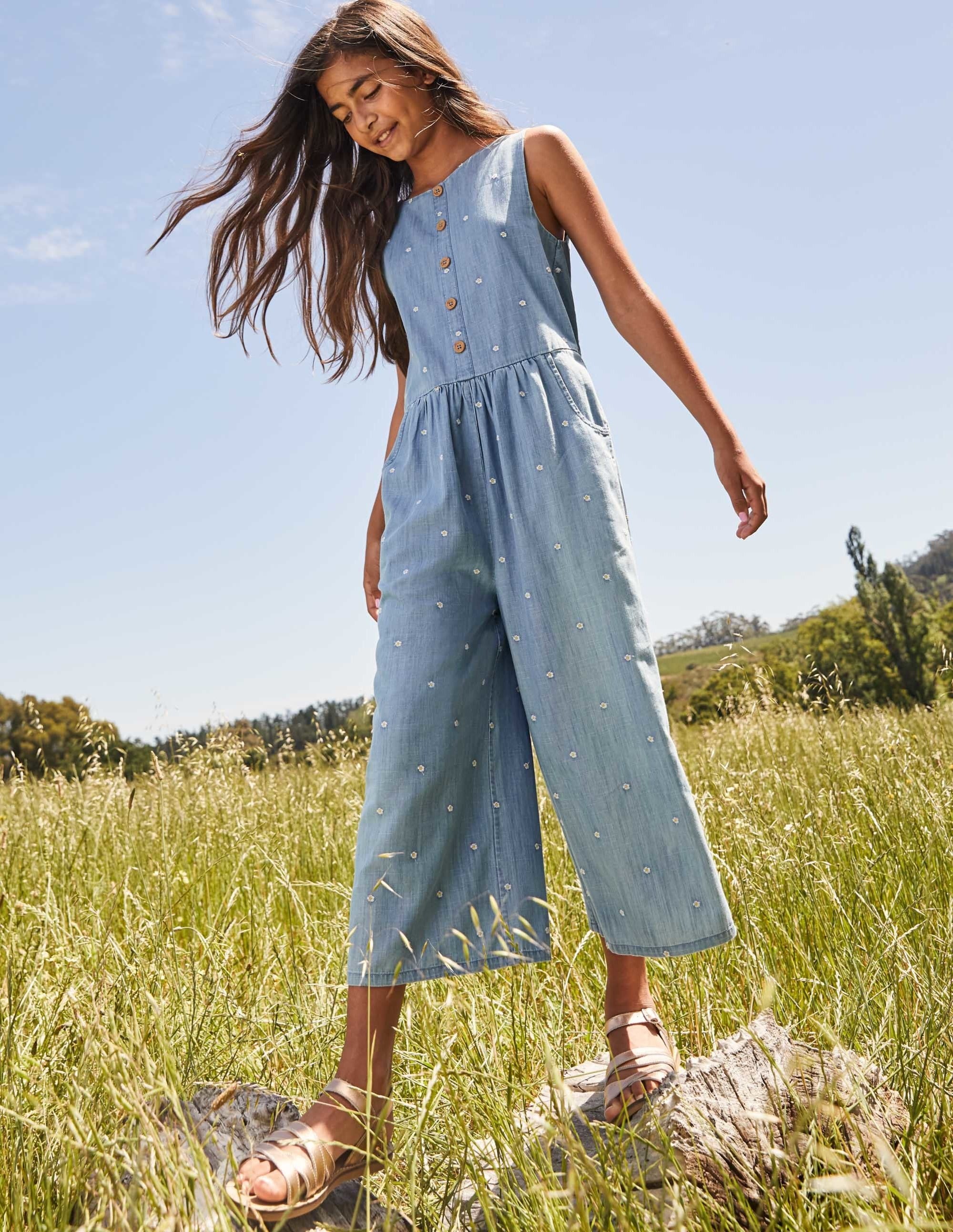  Embroidered Wide Leg Jumpsuit-Chambray Daisy Chain、mySite、ashleygrahame