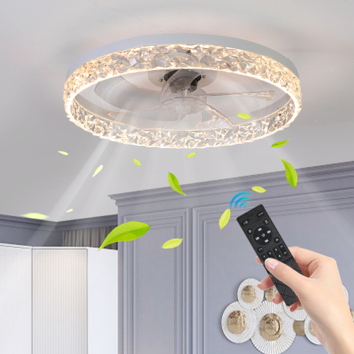 Low Profile Ceiling Fan with Light and Remote Control, Dimmable LED Ceiling Fan, 6 Speeds, Timing Reversible Blades, Brown, 20"、、eastwooduniform