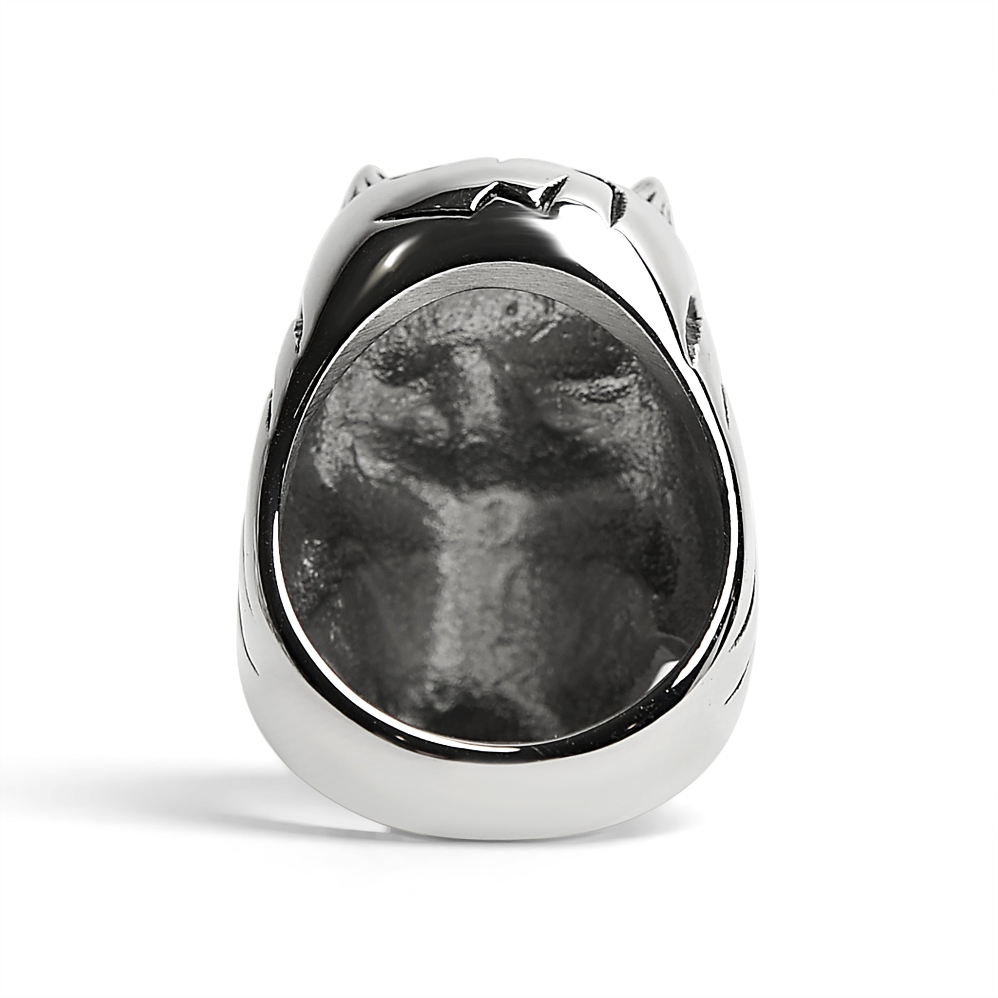 Stainless Steel Devil Skull With Red CZ Eye Smoking 18K Gold PVD Coated Cigar Ring / SCR4084、mySite、dreamappss