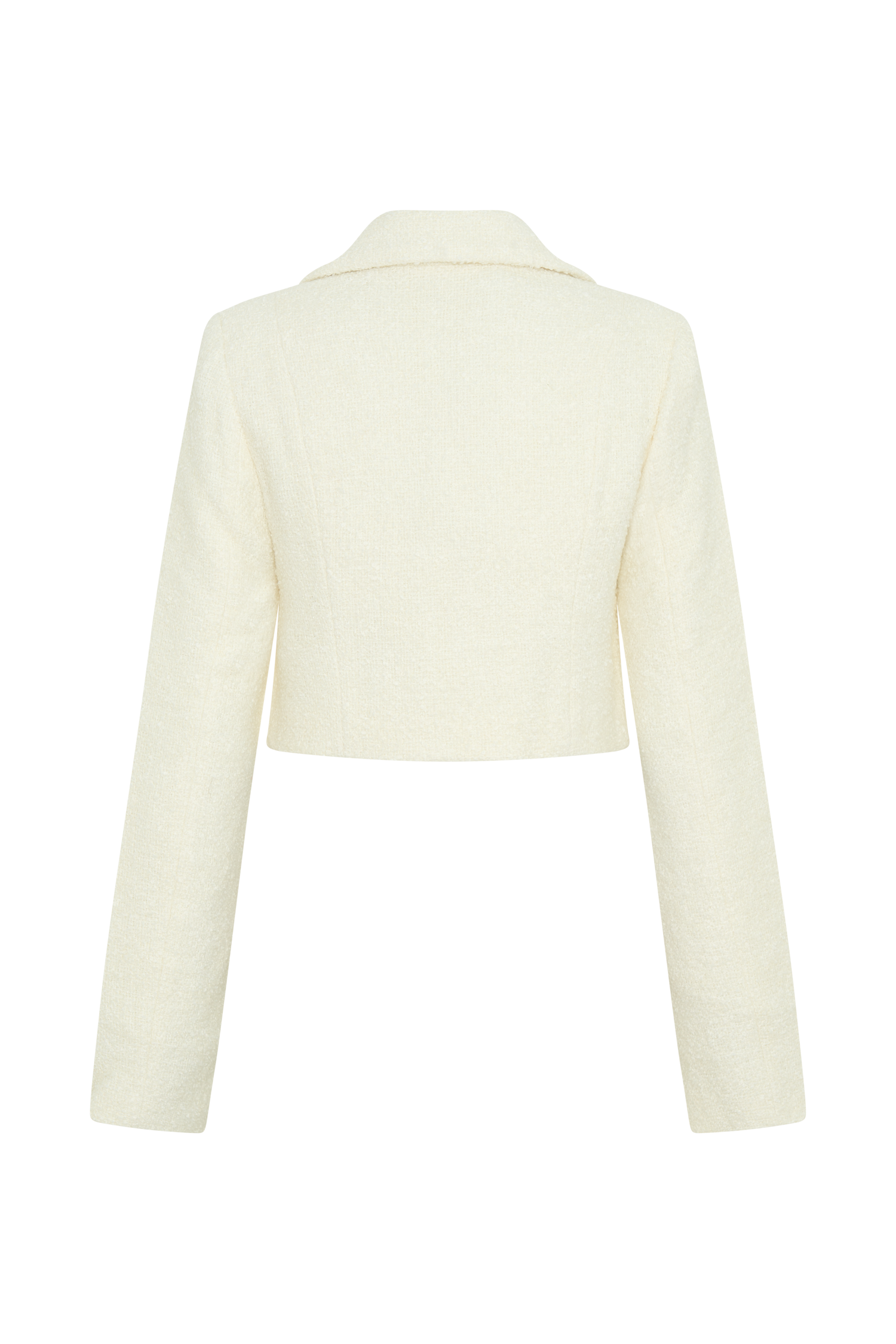 Mirelle Textured Boucle Cropped Long Sleeve Top - Ivory、mySite、solidvoid