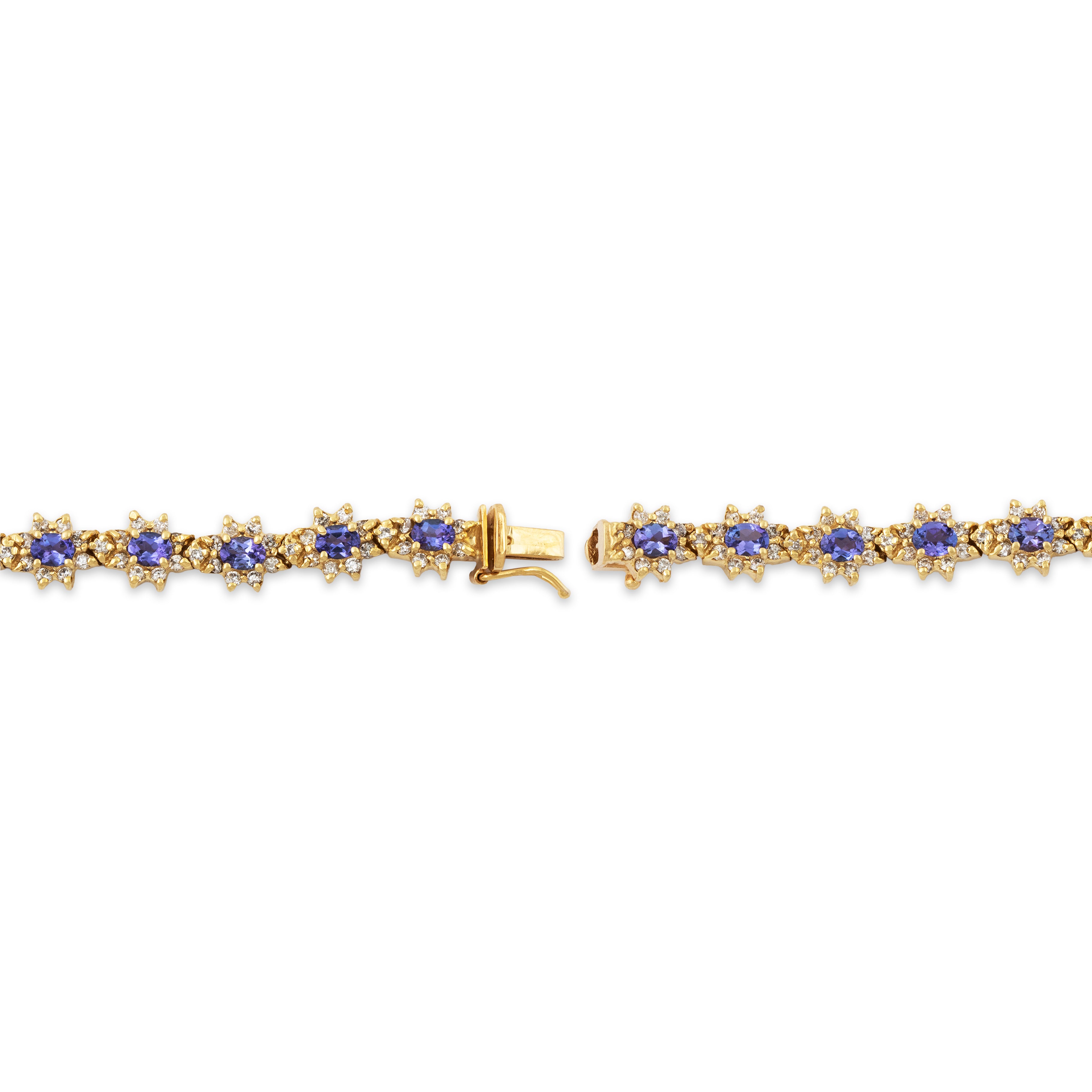 Vintage 14k Yellow Gold 3.57cttw Tanzanite 2.47cttw Diamond Bracelet 6.75、mySite、hinf8tx79