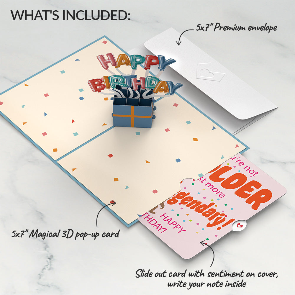 Happy Birthday Burst Pop-Up Card and Not Older Just More Legendary Sentiment Set、mySite、solidvoid