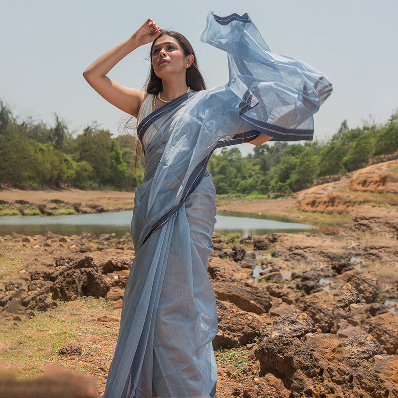 Chanderi Silk Cotton Saree | Blue、mySite、camillekostekn