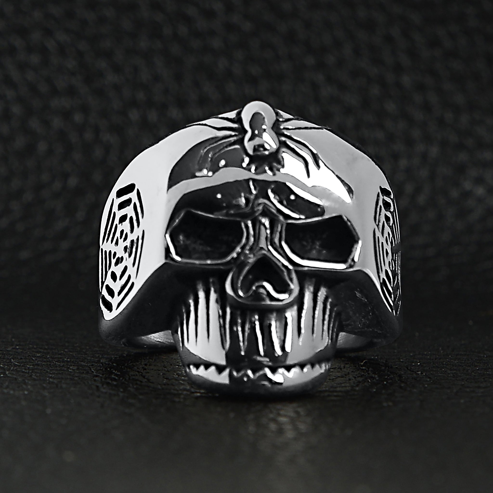 Stainless Steel Skull With Spider And Web Accents Ring / SCR4025、mySite、dreamappss