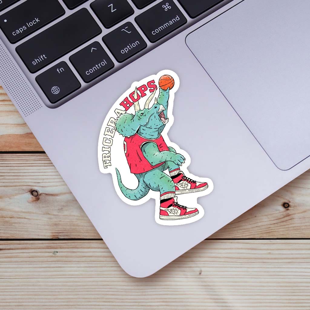  Basketball Triceratops Dinosaur Sticker、mySite、ghnorth