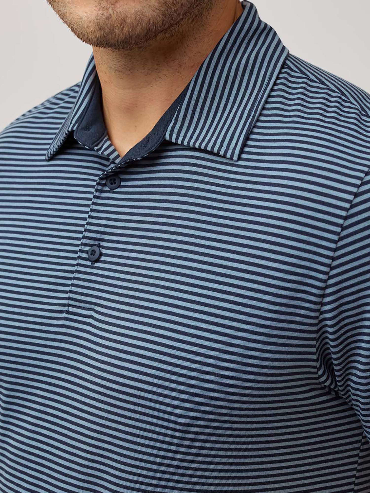  Navy + Wedgewood Striped Performance Polo、mySite、ghnorth