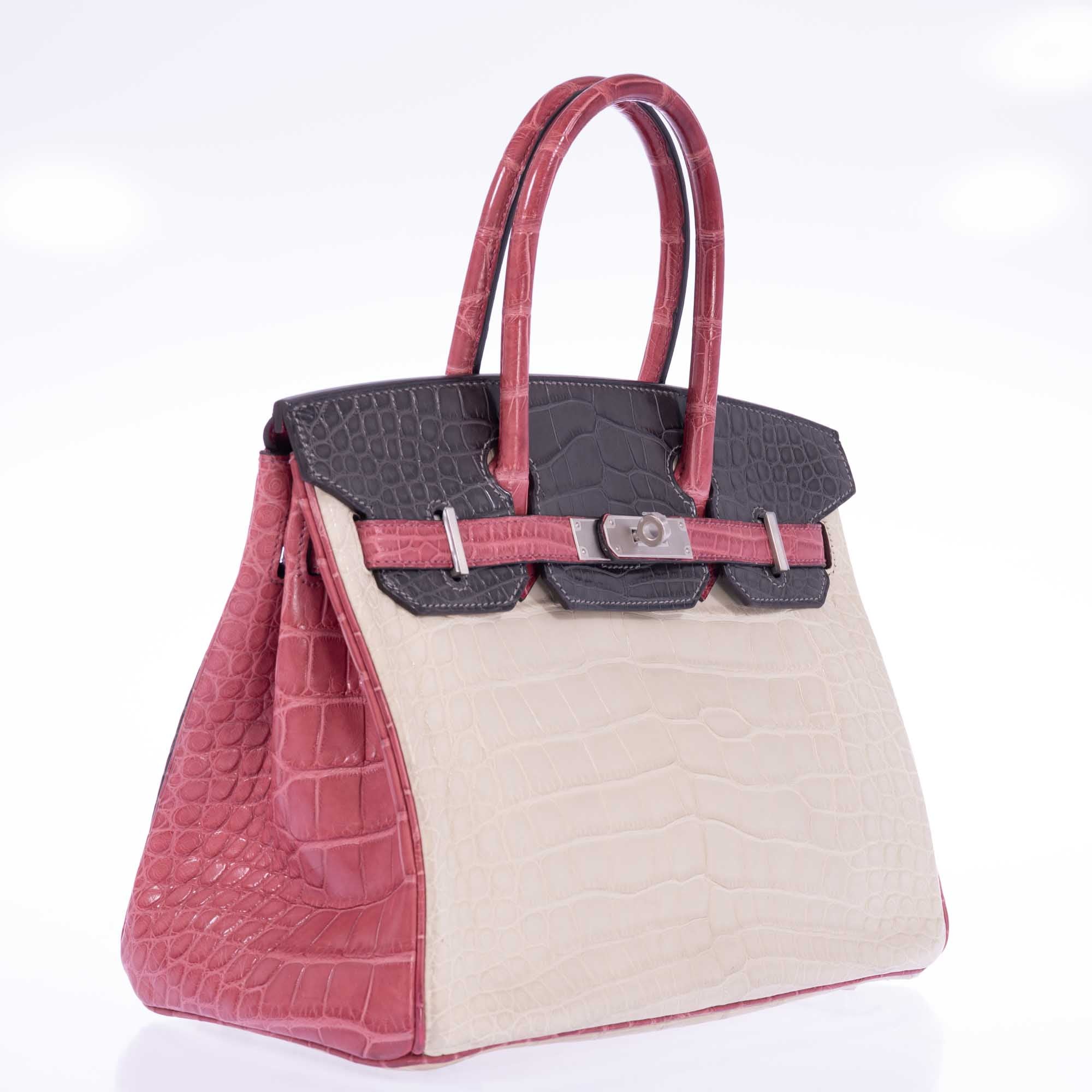 Hermès Birkin 30 HSS Tri-Color Beton, Gray Paris, Boise de Rose Alligator Brushed Palladium Hardware、mySite、garminoutage.com
