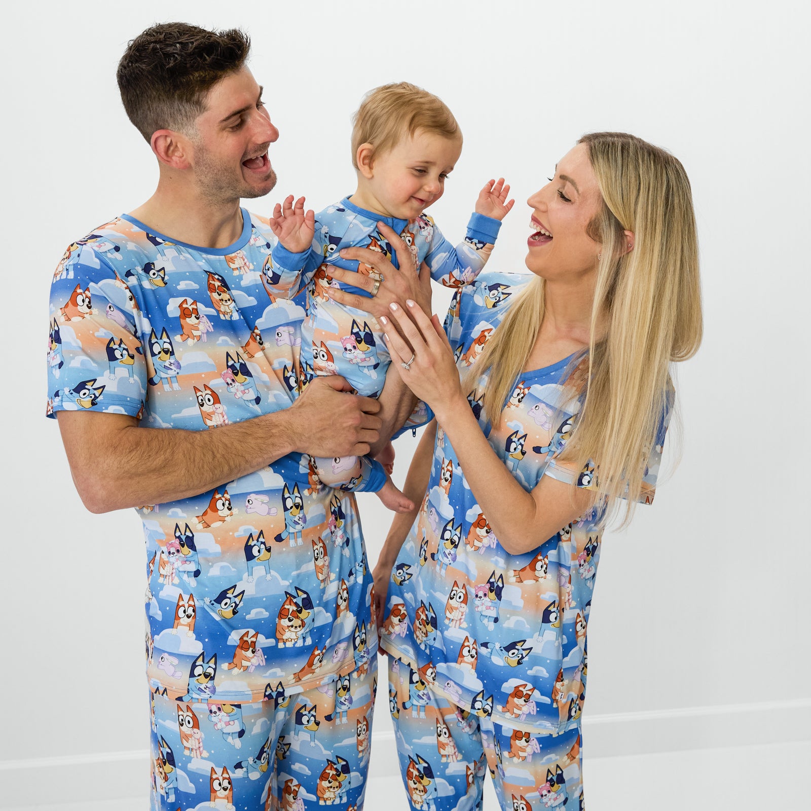 Bluey Blue Sleepytime Men's Short Sleeve Pajama Top、mySite、g9winljtr