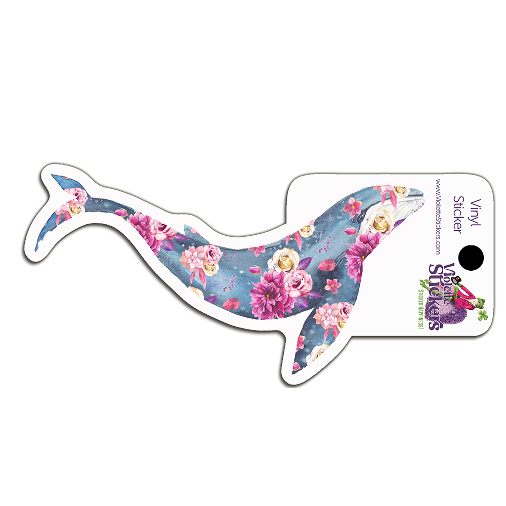  Floral Whale Vinyl Sticker Decal、mySite、ghnorth