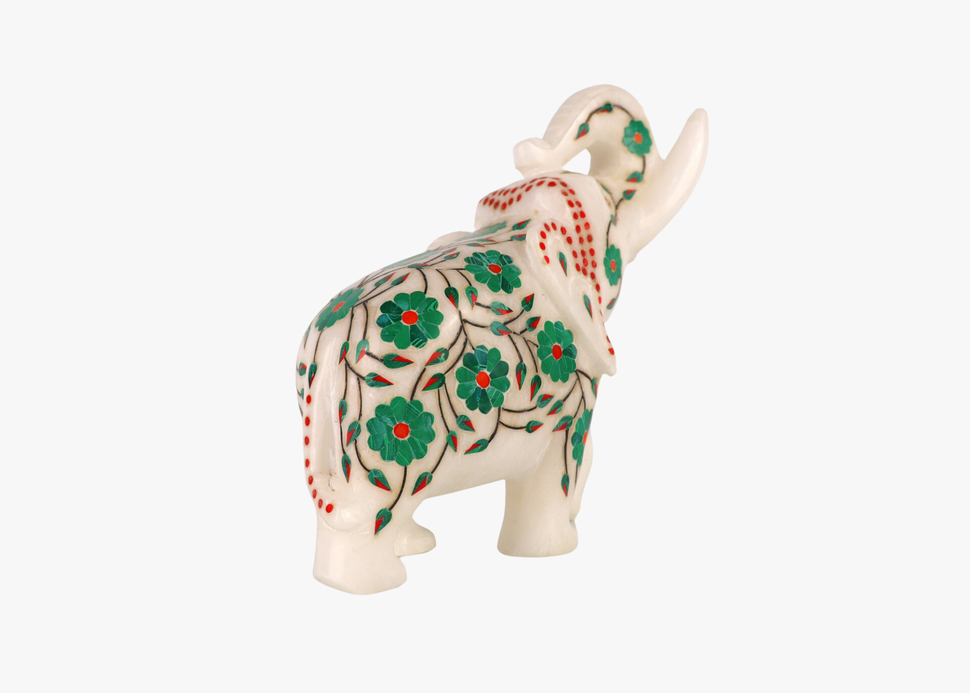 Elephant - White marble, semi-precious gemstones (15cm)、mySite、topwebapps