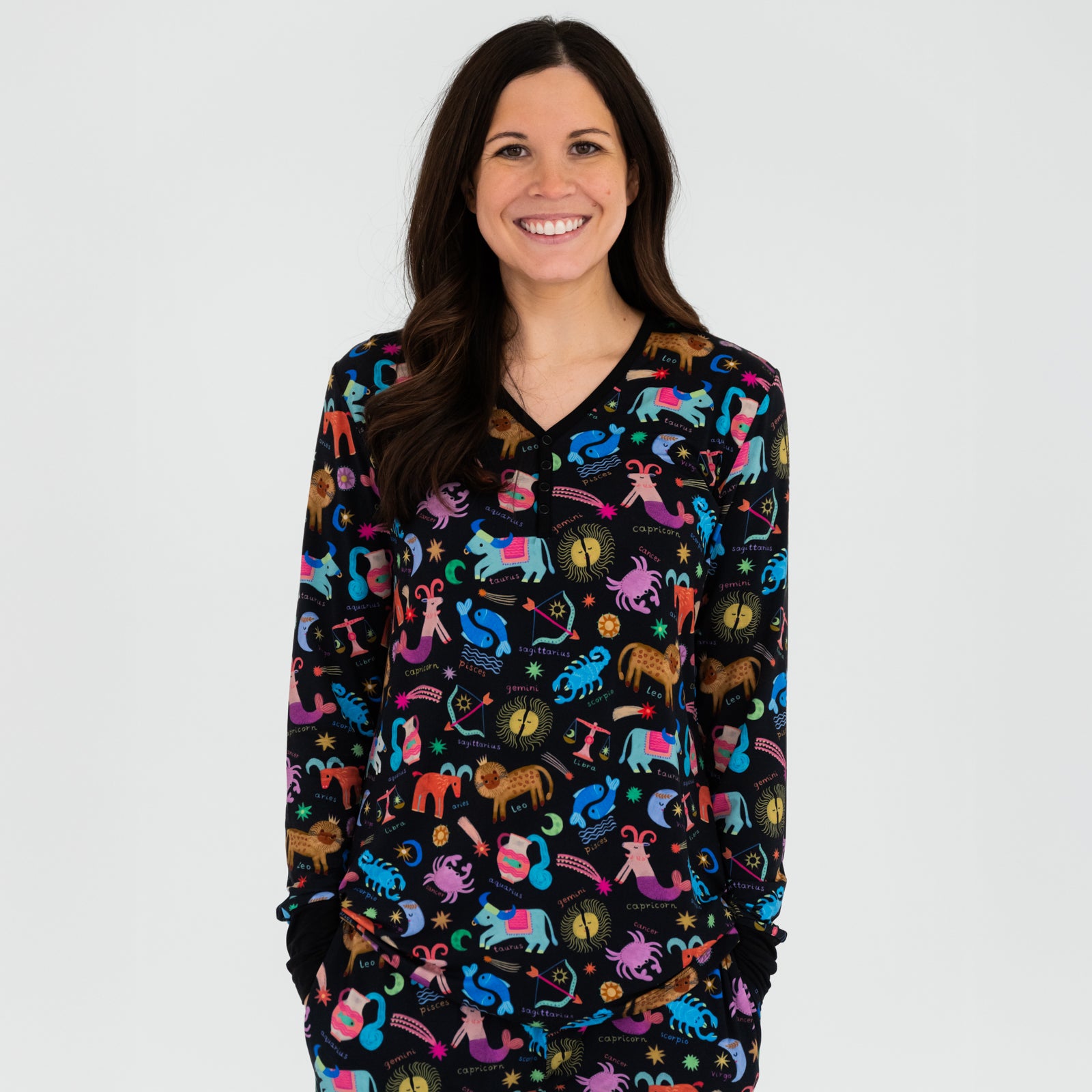 Star Signs Women's Long Sleeve Pajama Top、mySite、g9winljtr