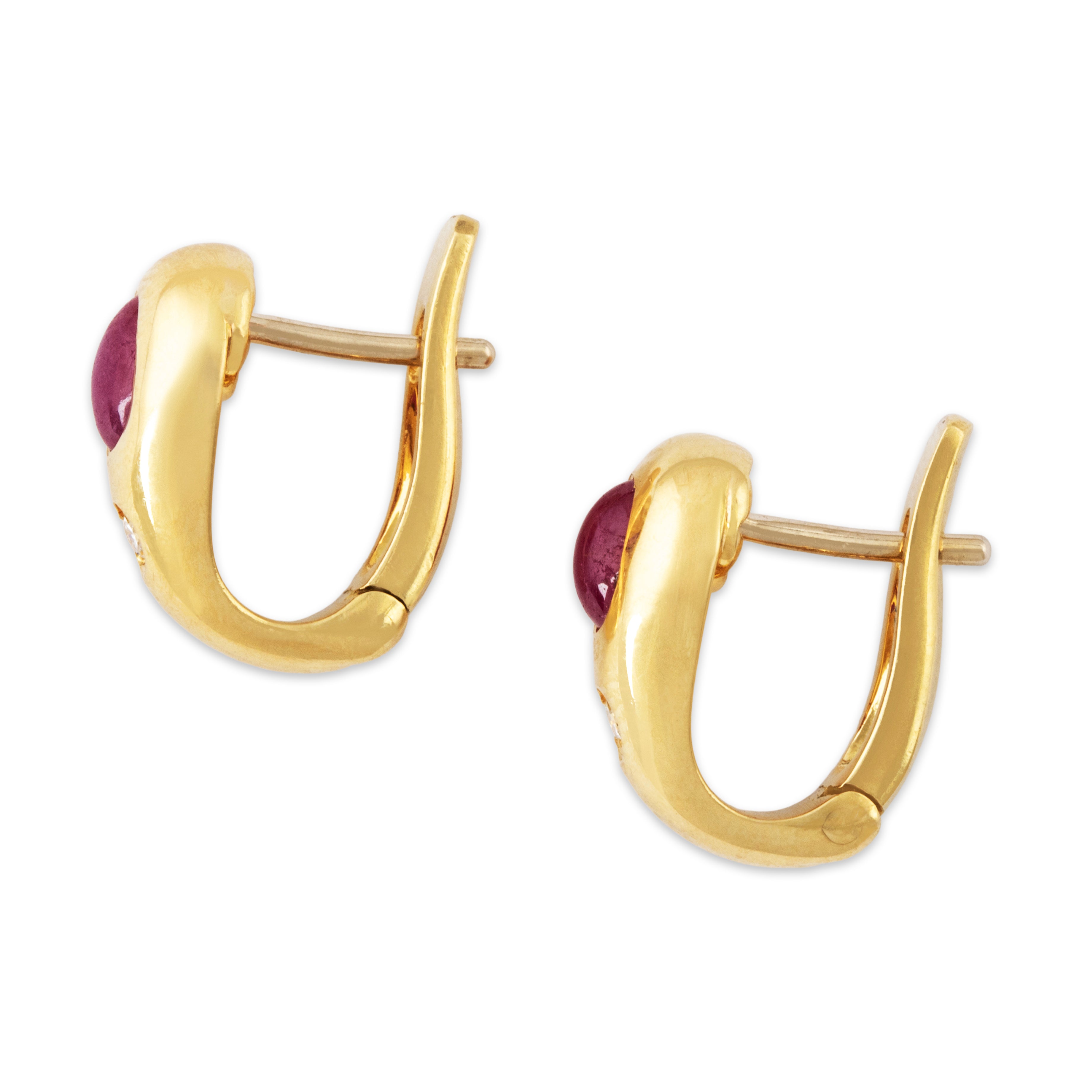 Vintage Italian Substantial 18k Yellow Gold 1.2cttw Ruby Diamond Earrings、mySite、hinf8tx79