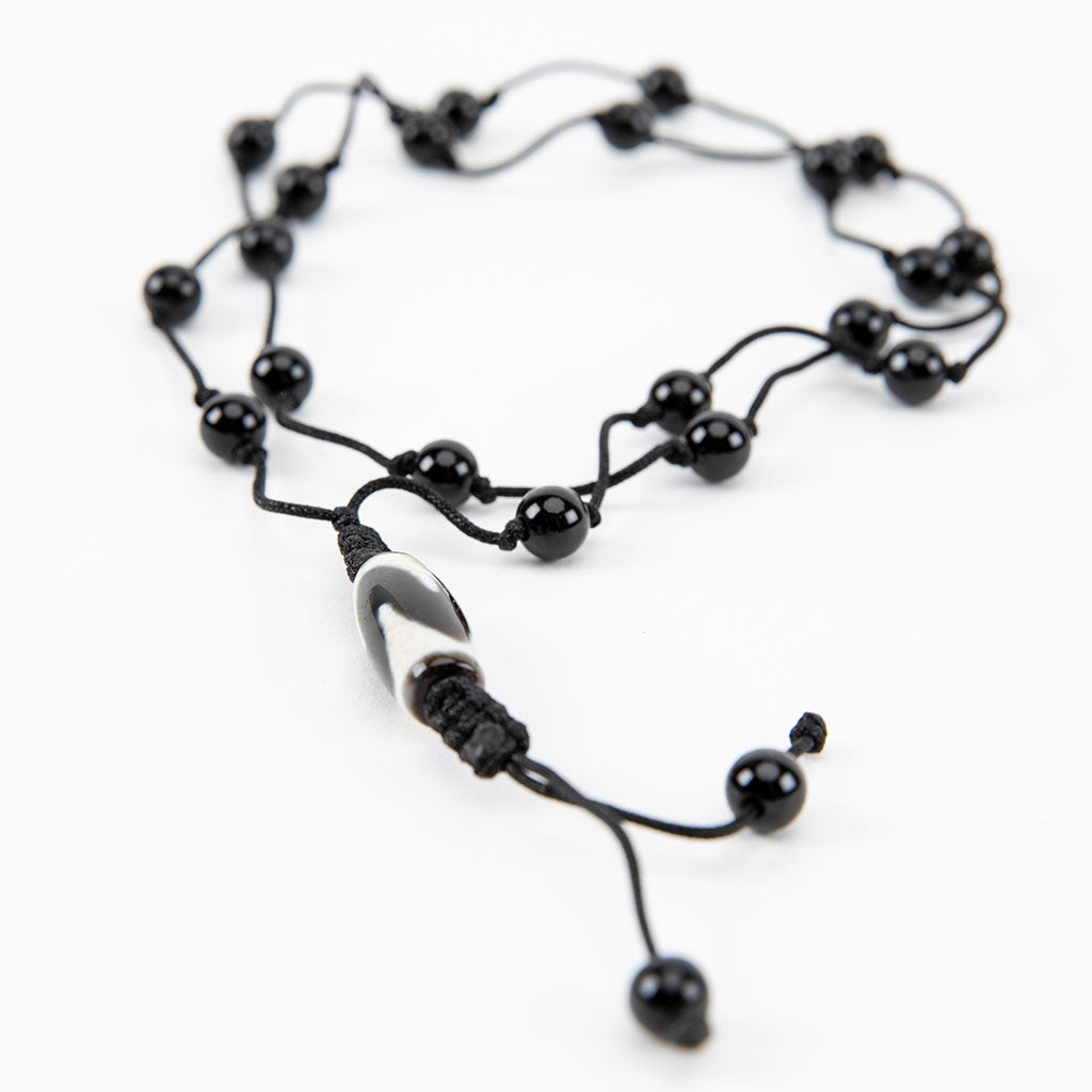 Knotted Onyx & Dzi Bead Necklace、mySite、topwebapps