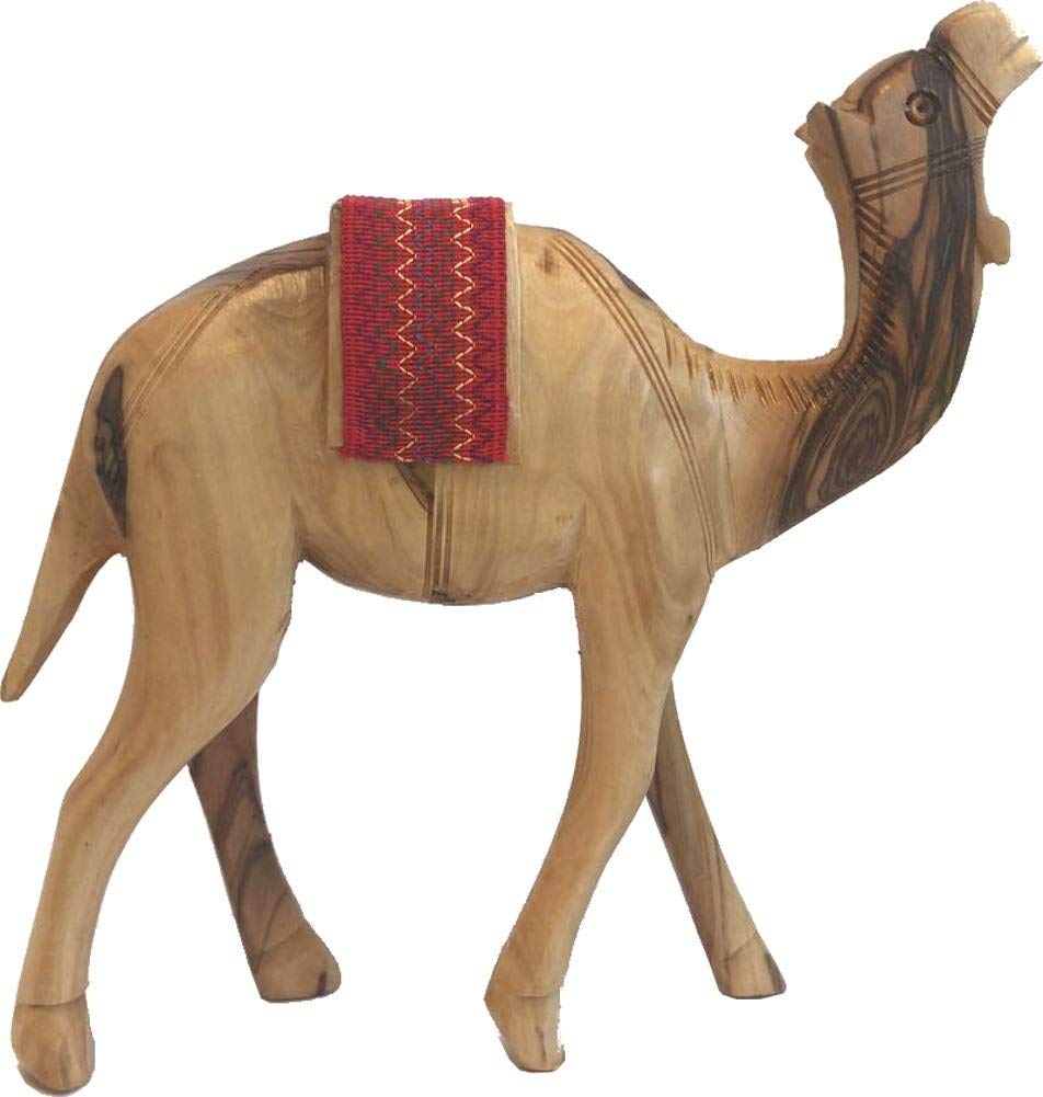  Holy Land Market Olive Wood Camel With Red Saddle on back (11 Inches Dia. and 8 Inches high)、mySite、elrpsem3k