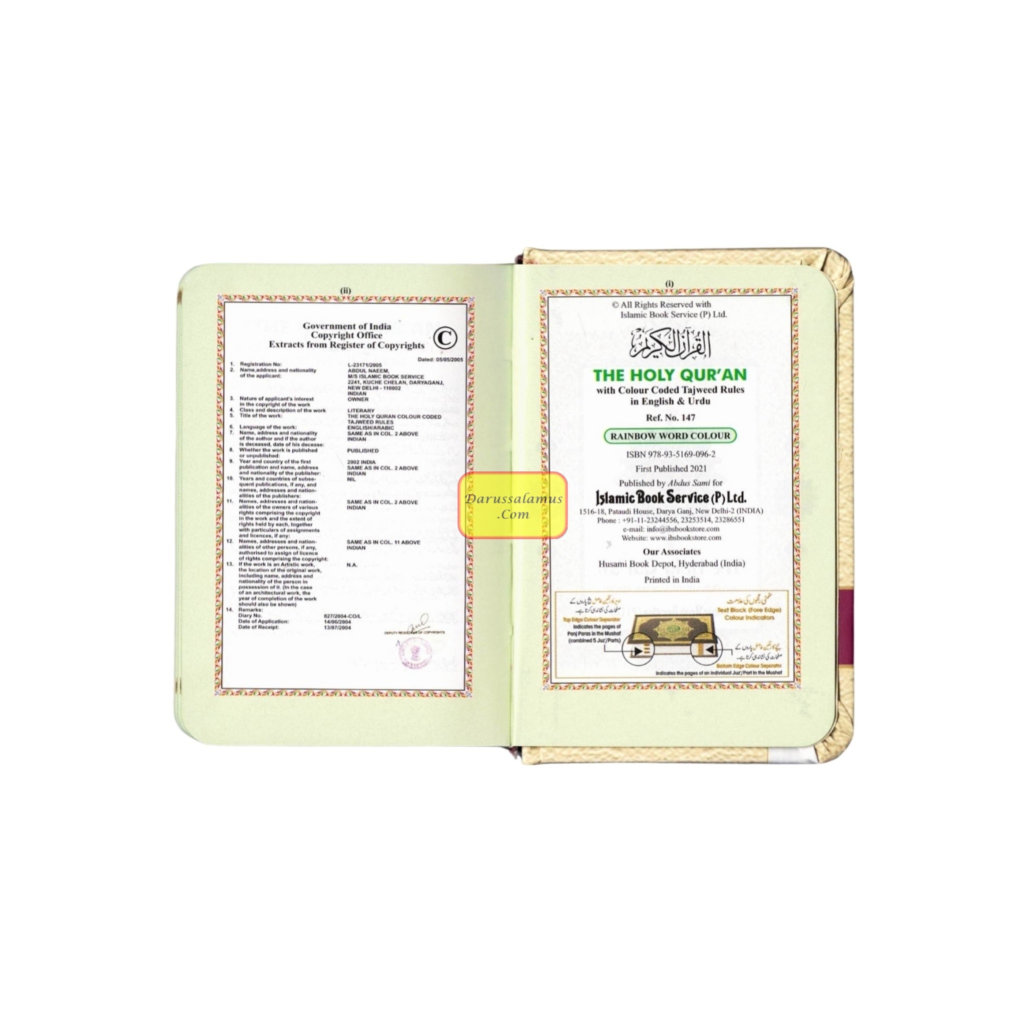 The Holy Quran Colour Coded Tajweed Rules in English and Urdu (Ref -347) 15 Lines Quran (Pocket Plus Size)、mySite、topwebapps