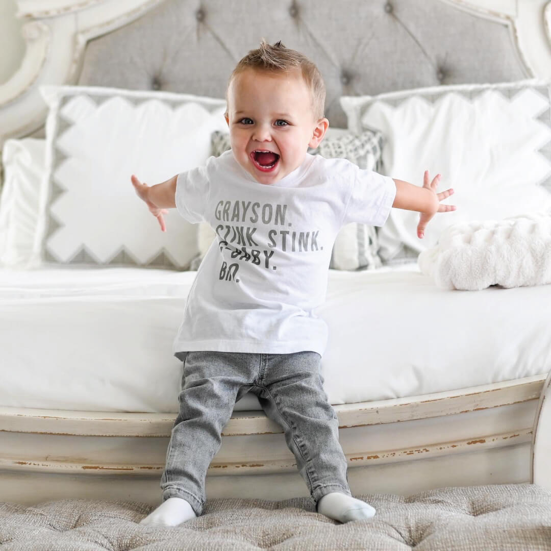  Personalized Green Nickname Color Block Kids Graphic Tee | White、mySite、layawaytickets