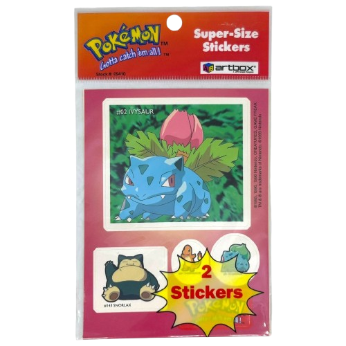 1998 Artbox Pokemon Pikachu, Ivysaur Super Size Stickers : Lots of Pikachu, Snorlax and Bubasaur、mySite、waistdrama