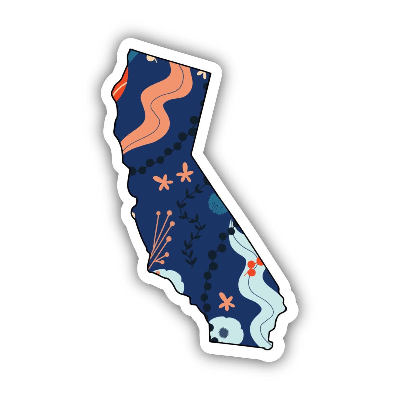  California Blue Floral Abstract Sticker、mySite、ghnorth