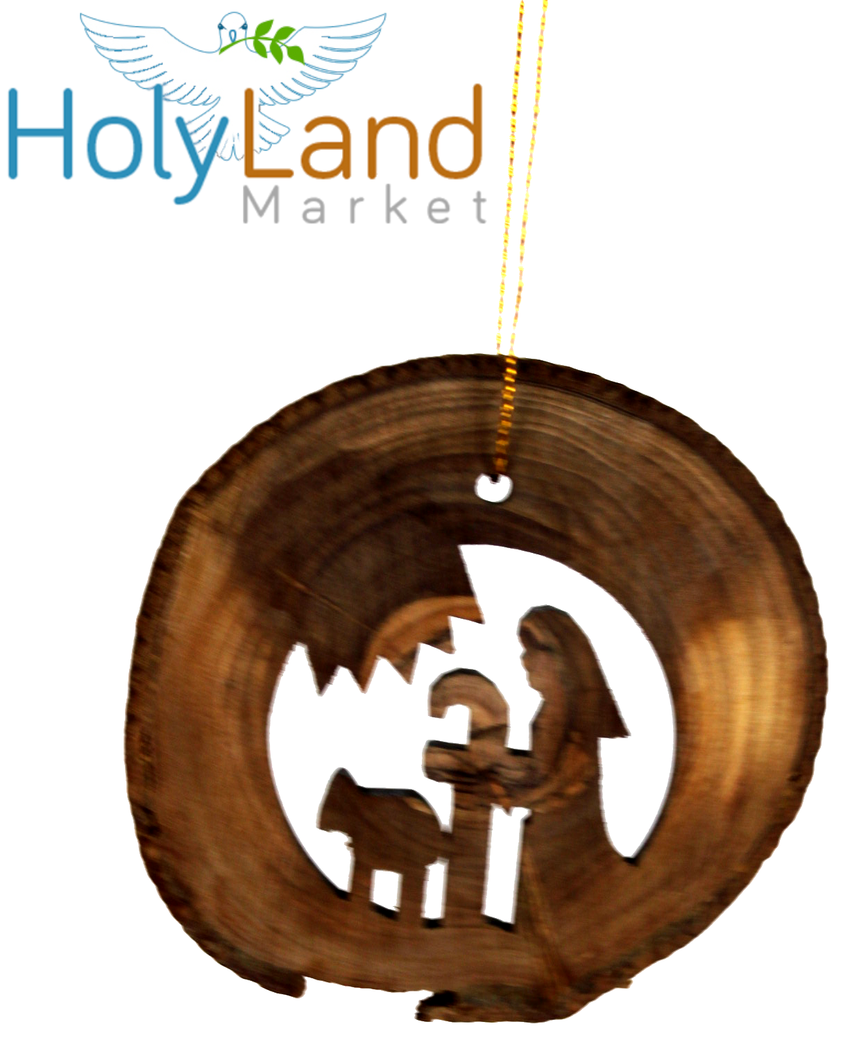 Holy Land Market Complete 7-Piece Olive Wood Bark Ornament Set - Inspirational Natural Wooden Christmas Decorations, Hand Carved in Bethlehem - Unique Christmas Ornaments & Decor Nativity Story Set、mySite、topwebapps