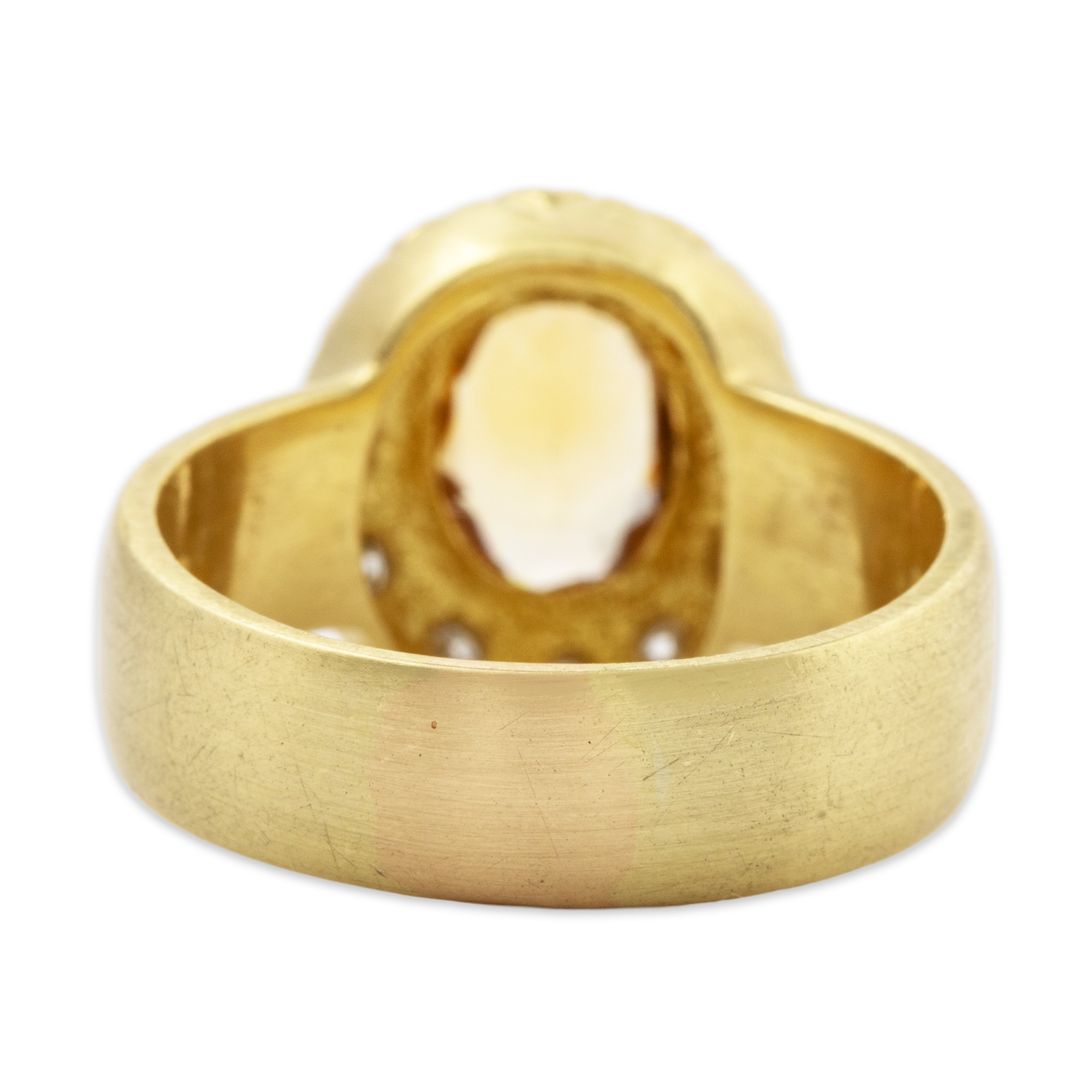 Vintage 18k Yellow Gold Citrine .348cttw Diamond Halo Brushed Ring 7.00、mySite、hinf8tx79