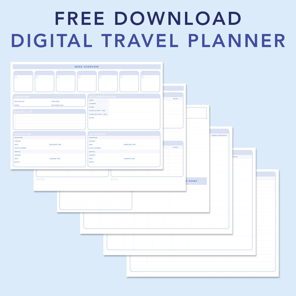 FREE Travel Planner Printable Template、mySite、garagedoors4me