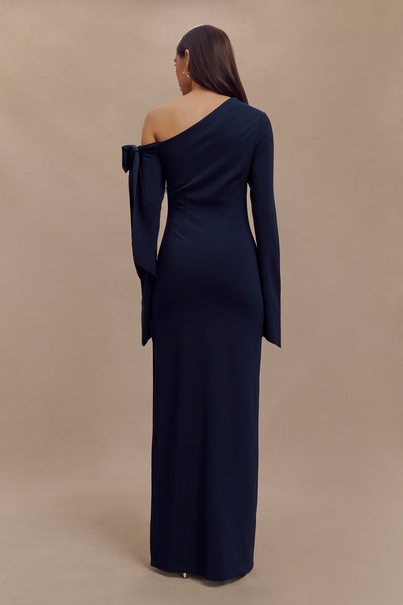 Nicola One Shoulder Crepe Maxi Dress - Dark Navy、mySite、solidvoid