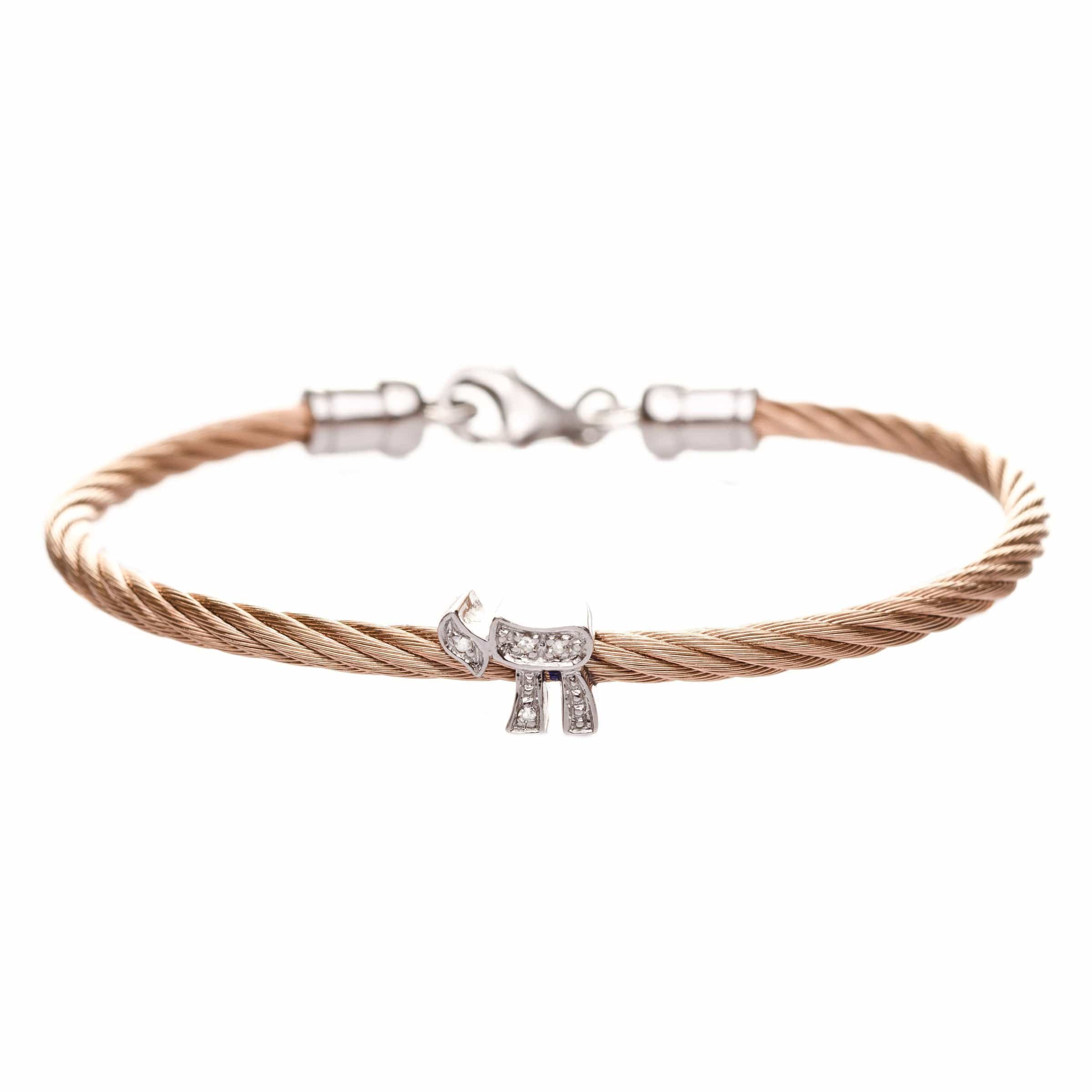 Chai Diamond Stacking Cable Bracelets - Rose Gold, Gold, Silver or Black、mySite、topwebapps