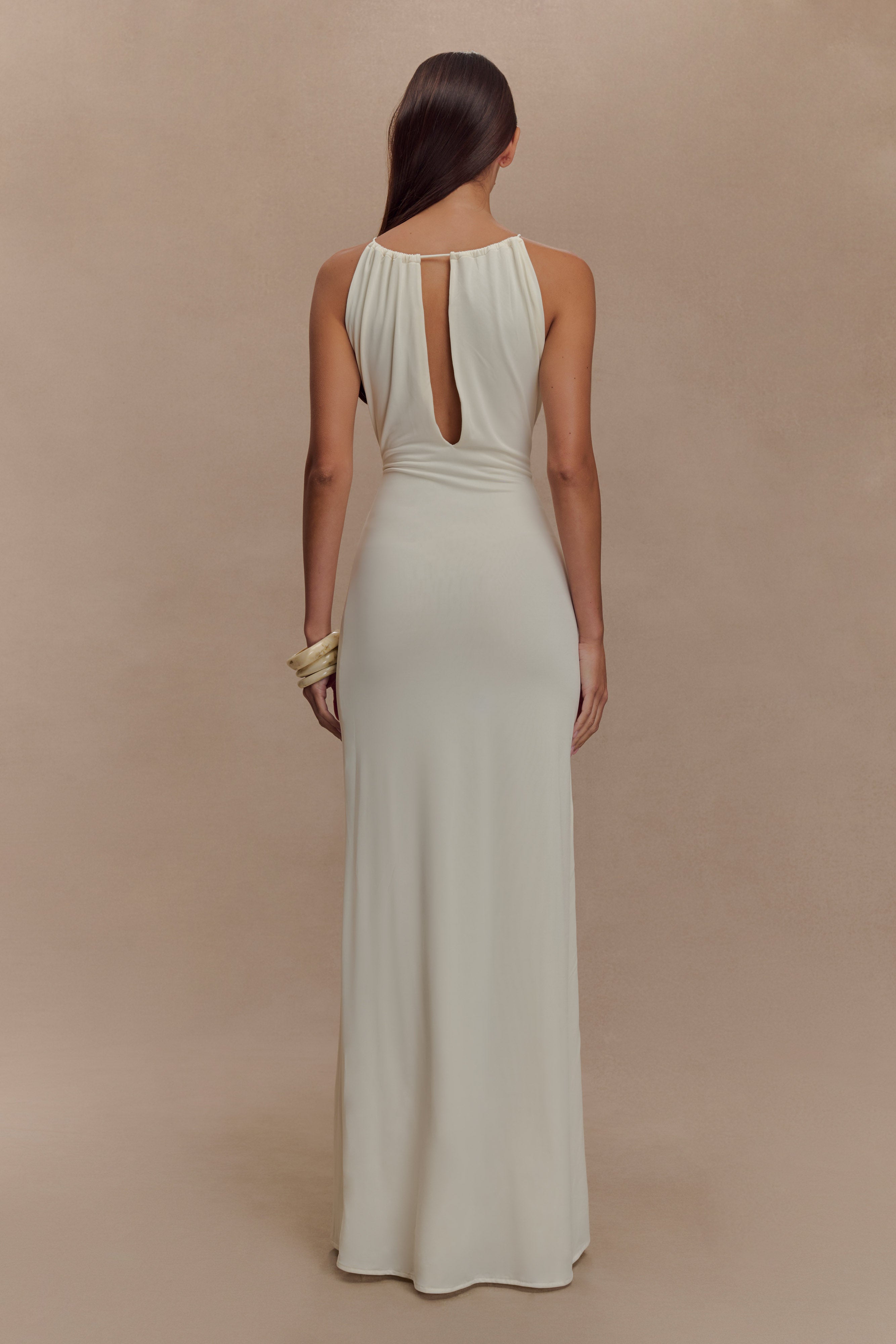 Beryl Slinky Maxi Dress With Pearls - Ivory、mySite、solidvoid