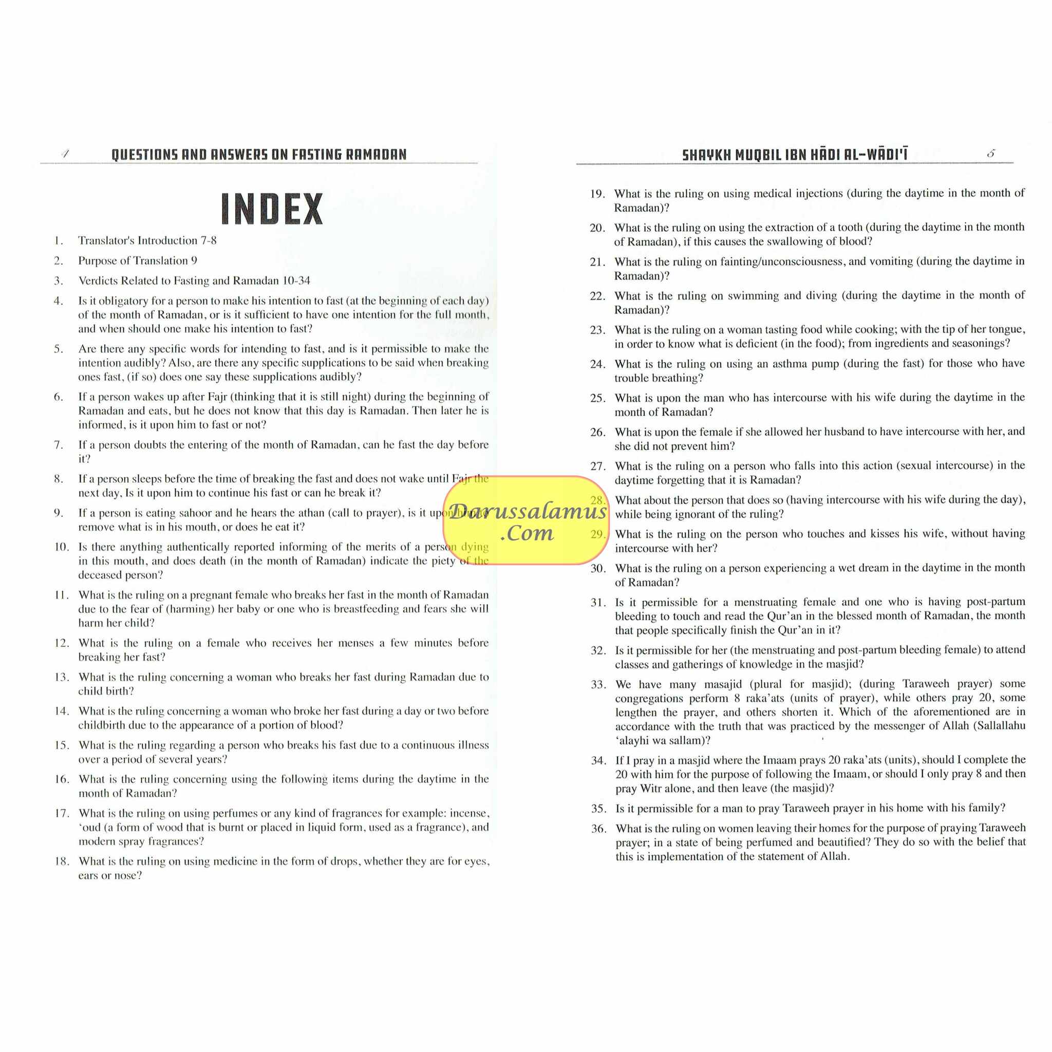 Questions and Answers on Fasting Ramadan By Shaykh Muqbil Bin Hadi Al-Waadii、mySite、topwebapps