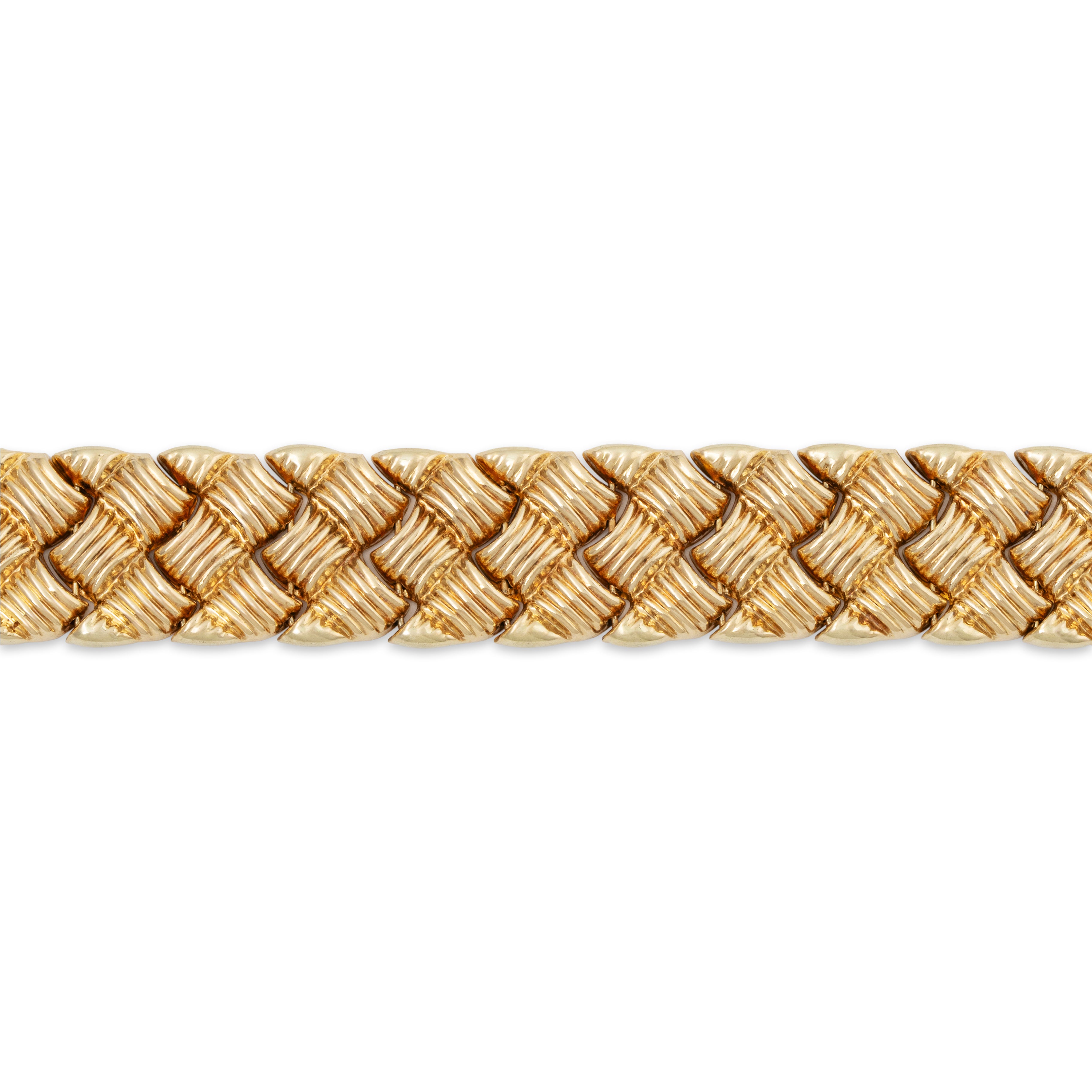 Vintage 14k Yellow Gold Basket Weave Link Bracelet 7、mySite、hinf8tx79