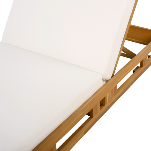 LOUNGE CHAISE SET, ACACIA WOOD WITH WATER-RESISTANT LOUNGE CUSHIONS (CREAM & 4 INCH THICK) - MATCHING DARK GREY VERSION AVAILABLE、、eastwooduniform